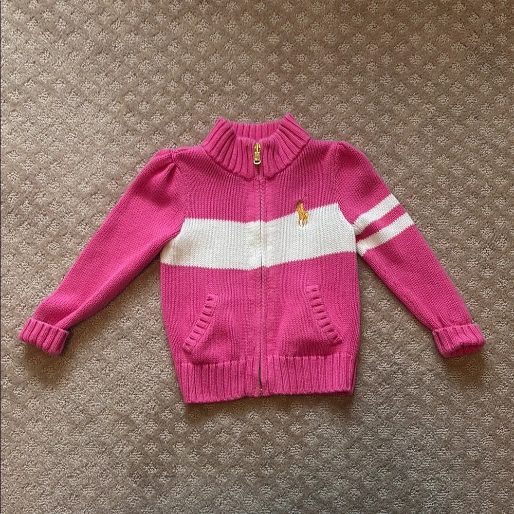 Ralph Lauren Baby 24month Pink & White Cable Knit Sweater